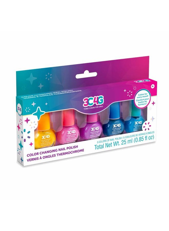 3C4G THREE CHEERS FOR GIRLS Color Changing Nail Polish Set for Girls & Teens - 5 Magical, Non-Toxic Colors That Transform, Safe & Fun Nail Polish Kit for Ages 8+ Perfect for Parties, Gifts, & DIY Manicures Make It Real  - Image 2