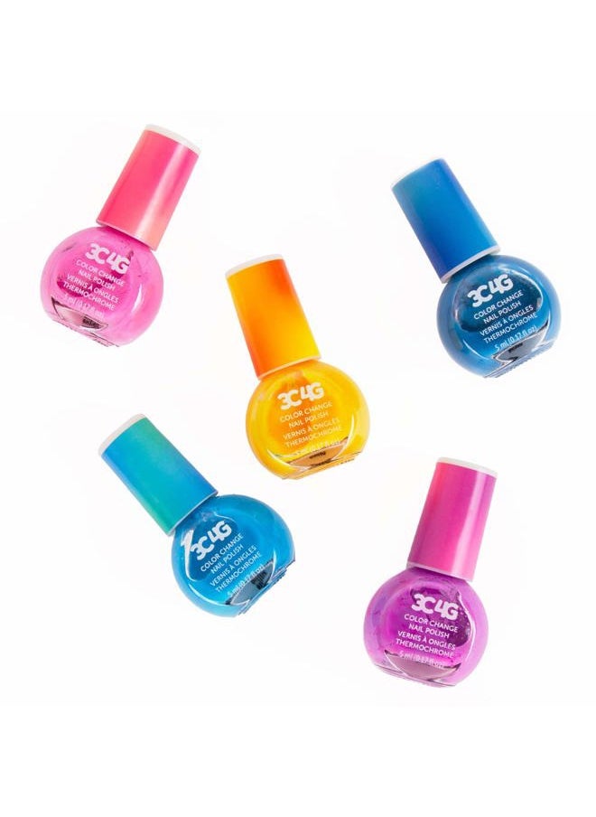 3C4G THREE CHEERS FOR GIRLS Color Changing Nail Polish Set for Girls & Teens - 5 Magical, Non-Toxic Colors That Transform, Safe & Fun Nail Polish Kit for Ages 8+ Perfect for Parties, Gifts, & DIY Manicures Make It Real  - Image 4