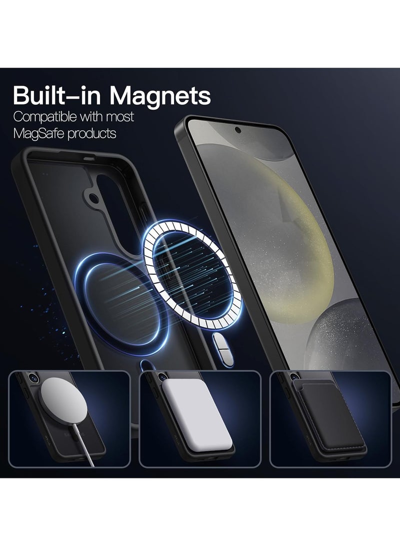 Denx Magnetic Case for Samsung Galaxy S25 5G 6.2inch, Translucent Matte Back, Shockproof Magnetic Case Compatible with MagSafe, for Samsung Galaxy S25 (Black) - Image 4