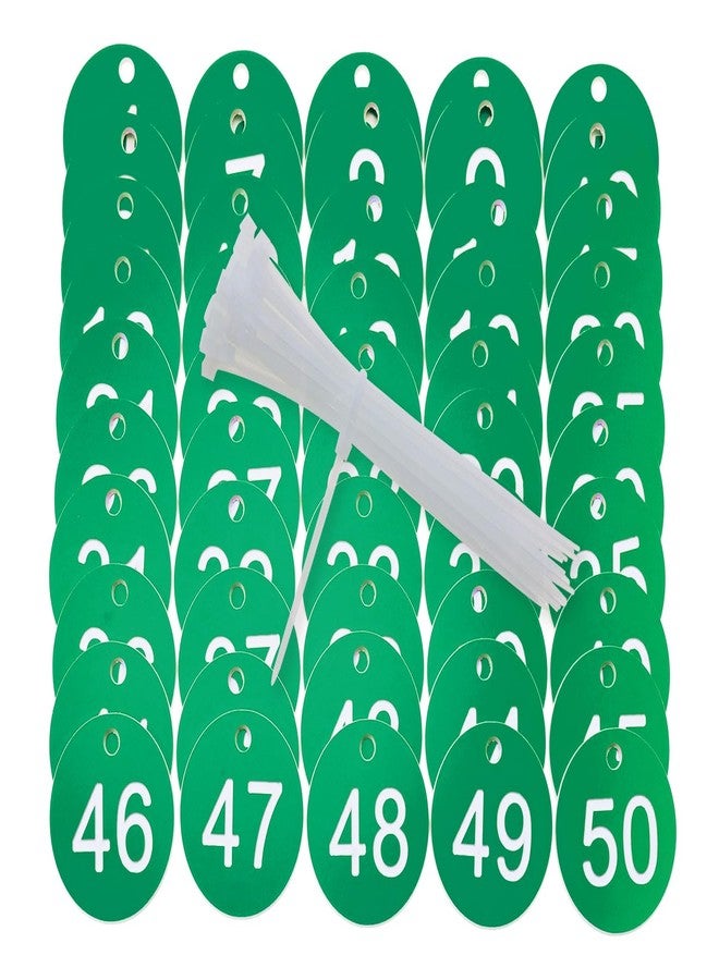ONLYKXY Plastic Number Tag 1-50 Numbered Marking Identification Hang Tags Luggage Labels ID Tag with Rings for Organized Coded Key Box Cabinet Plant Coding Tag (Green) - Image 1