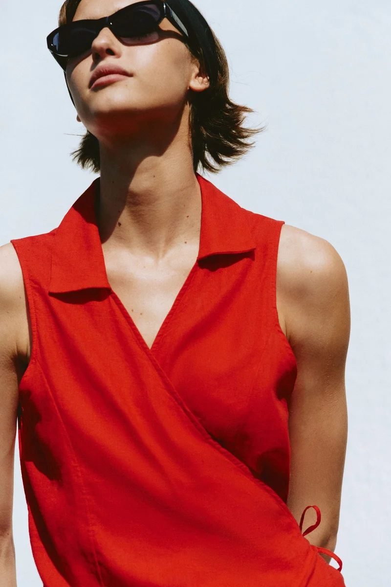 H&M Linen-blend wrap top