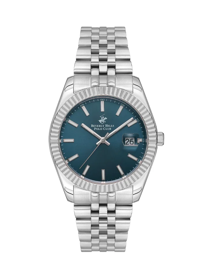 بيفرلي هيلز بولو كلوب Polo Club Men's Watch, Analog Display and Metal Strap - BP3018X.370, Silver