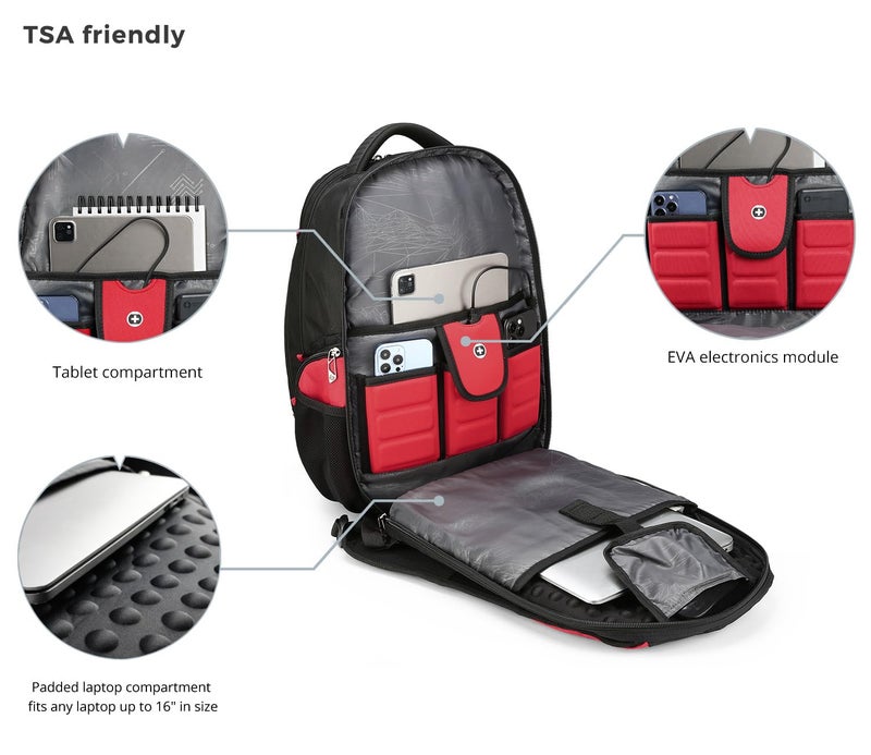 Swissdigital Design Men's Laptop Backpack for College and Business Travel with Integrated USB Charging Port and RFID Protection Fits 15.6" Laptops | J14-41 - Image 5
