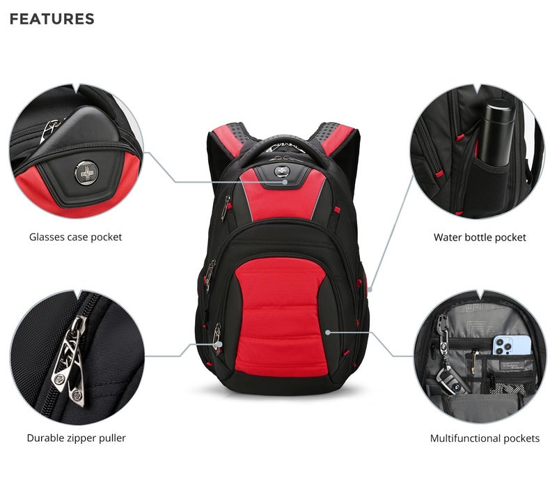 Swissdigital Design Men's Laptop Backpack for College and Business Travel with Integrated USB Charging Port and RFID Protection Fits 15.6" Laptops | J14-41 - Image 4