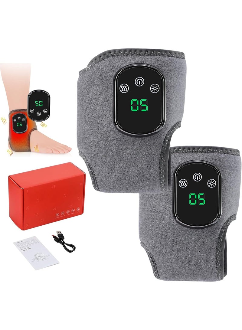 جهاز تدليك القدمين، جهاز تدليك القدمين 3 في 1، لفافة الكاحل السلكية المُدفأة مع 3 أوضاع اهتزاز و 5 مستويات حرارة، لعلاج التهاب وتر أخيل والتهاب اللفافة الأخمصية (2 قطعة) - Image 1