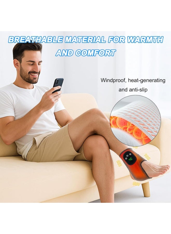 جهاز تدليك القدمين، جهاز تدليك القدمين 3 في 1، لفافة الكاحل السلكية المُدفأة مع 3 أوضاع اهتزاز و 5 مستويات حرارة، لعلاج التهاب وتر أخيل والتهاب اللفافة الأخمصية (2 قطعة) - Image 2