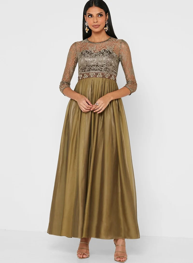 Khizana Lace Detail A-Line Dress