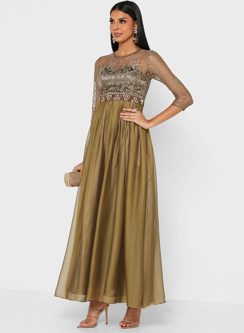 Khizana Lace Detail A-Line Dress