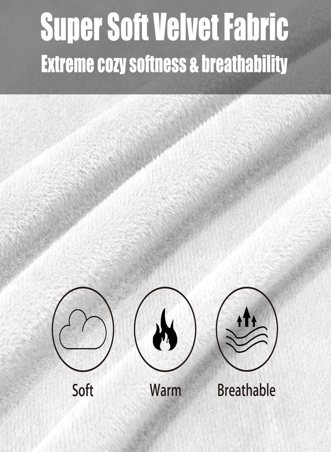 TELUS 2 Pack Zippered Velvet Standard Pillowcases, Super Soft and Cozy Luxury Fuzzy Flannel Pillow Cases with Zipper, 20x26 Inches, White - Image 4