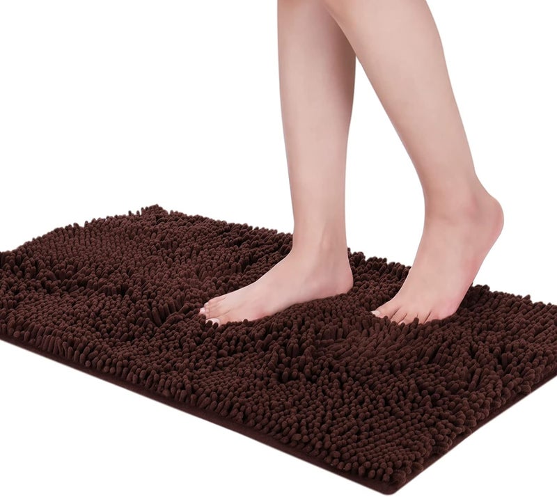 RIGJAK Luxury Bath Rug Extra Soft and Absorbent Large Bathroom Mat 60x40 cm Brown - Image 1