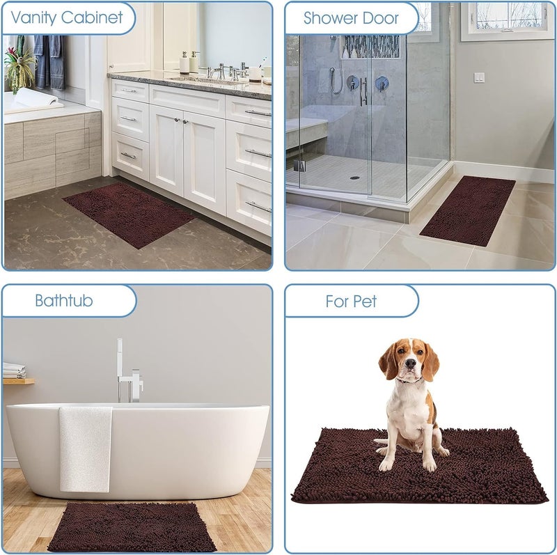RIGJAK Luxury Bath Rug Extra Soft and Absorbent Large Bathroom Mat 60x40 cm Brown - Image 5