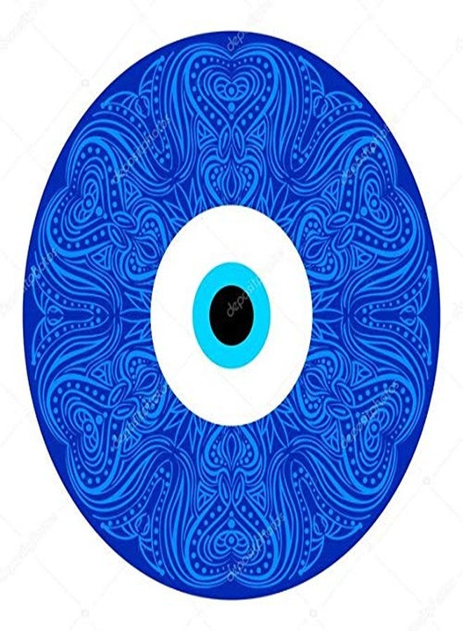 JIKRAA® Trendy Handcrafted Printed Ceramic Designer Plate with Stand | Evil Eye Wall Plate | 8 inch | Evil Eye Ceramic Plate Decor - Image 3
