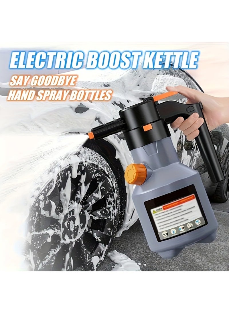 EzzySo Electric High-Pressure Foam Spray Gun & Automatic Sprayer Kit - 67.63oz Large Capacity Foam Kettle, 70°&75° Wide-Angle Nozzle, USB Rechargeable Long Battery Life, Multi-Purpose Cleaner for Car - Image 2