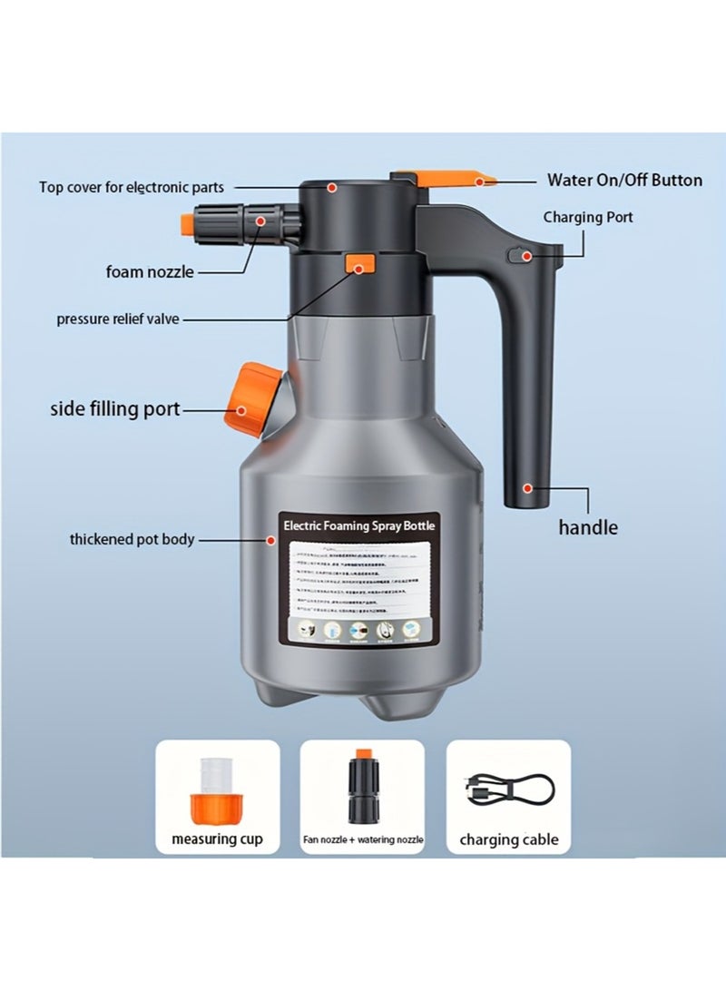EzzySo Electric High-Pressure Foam Spray Gun & Automatic Sprayer Kit - 67.63oz Large Capacity Foam Kettle, 70°&75° Wide-Angle Nozzle, USB Rechargeable Long Battery Life, Multi-Purpose Cleaner for Car - Image 5