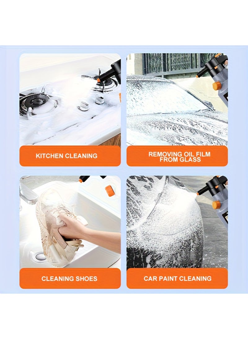 EzzySo Electric High-Pressure Foam Spray Gun & Automatic Sprayer Kit - 67.63oz Large Capacity Foam Kettle, 70°&75° Wide-Angle Nozzle, USB Rechargeable Long Battery Life, Multi-Purpose Cleaner for Car - Image 4