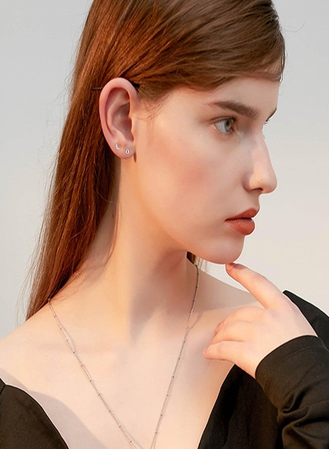 MJust Hypoallergenic G23 Titanium Earrings for Women & Men – Flatback Studs with Moon, Star & CZ Designs for Sensitive Ears (Rose Golden) - Image 5