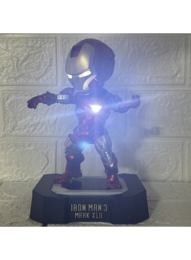 Avengers Marvel Q version MK6 Red gold Iron Man voice-activated luminous model desktop handmade car decoration gift - Image 2