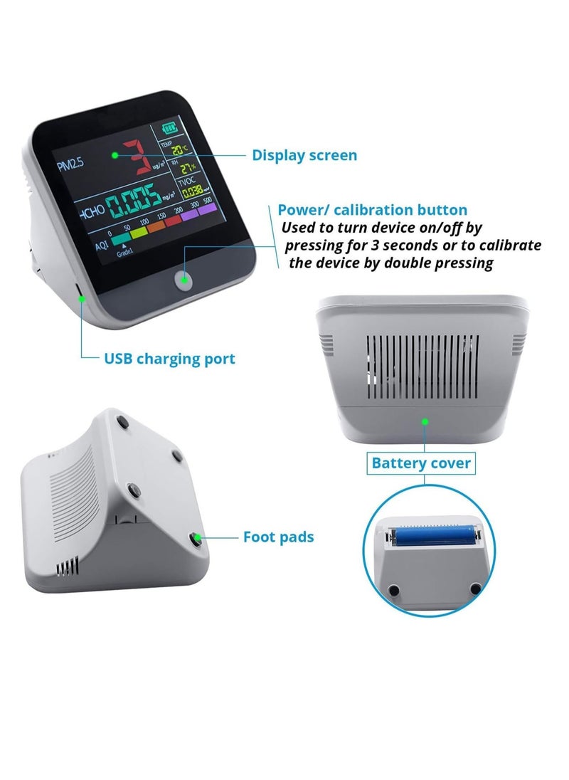 Air Quality Monitor, 9-in-1 Professional Air Quality Monitor PM2.5/PM10/CO2, Portable Temperature, Formaldehyde Detector, Humidity TVOC,Time Display Air Quality Tester, Confined Space Clean - pzsku/Z726632F83A10CFFA0653Z/45/_/1713488569/ff5a6bb1-84c4-463f-8959-567981e594c3