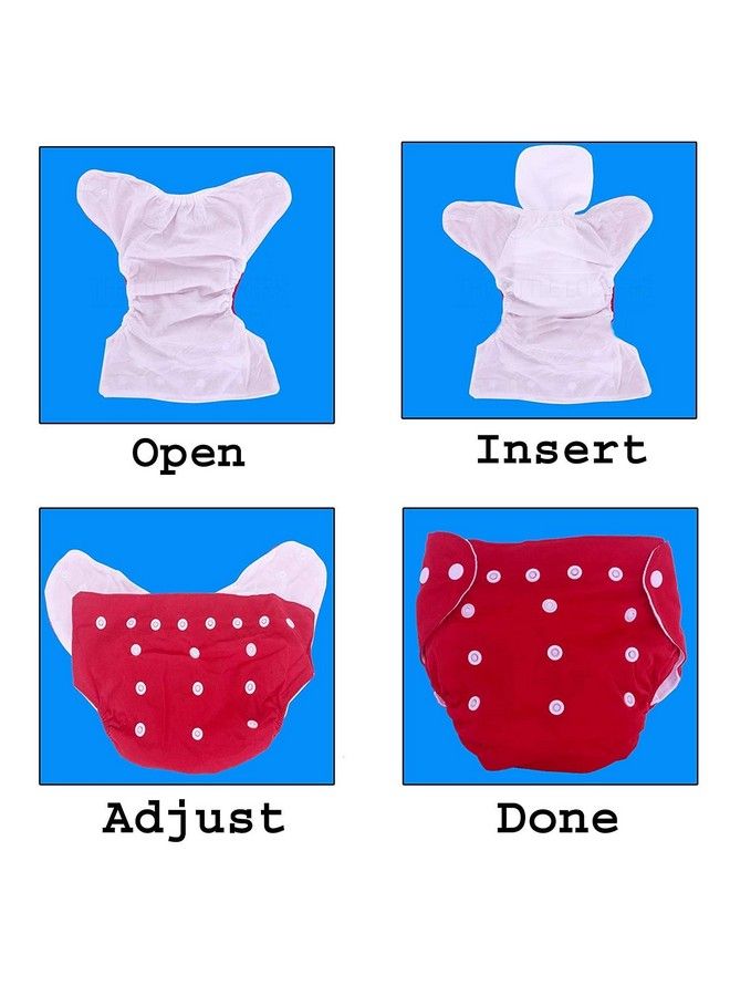 Baby Bucket Washable Adjustable Cloth Diapers With Microfiber Pads Inserts Free Size[7Pcs Cloth Diaper & 7 Pcs Microfiber Pads](Multi Colours) - Image 5