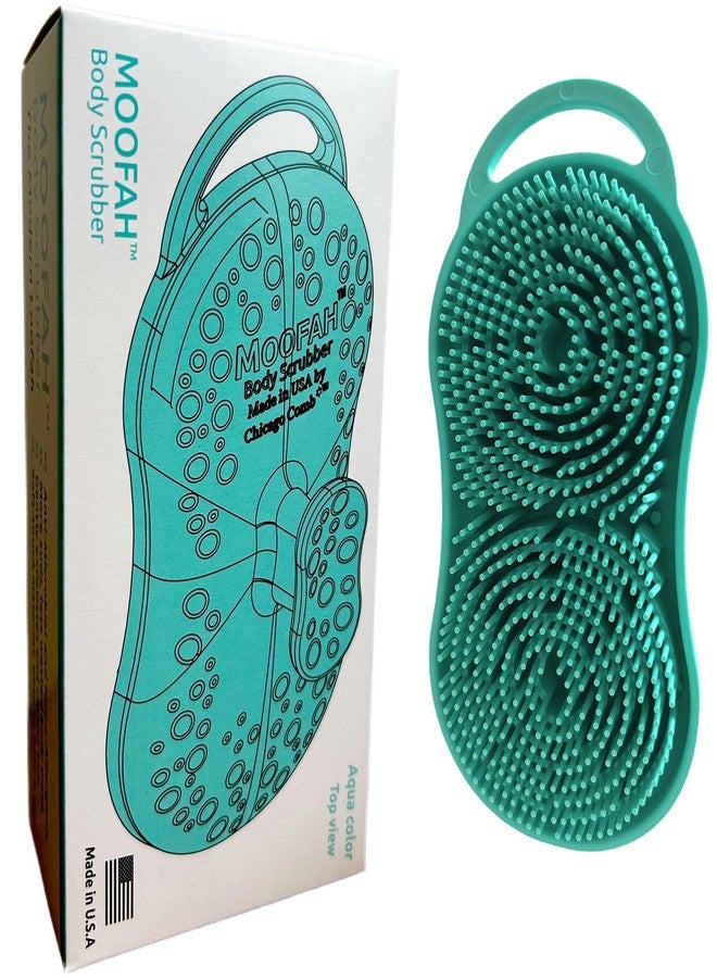 Chicago Comb MOOFAH™ Body Scrubber- Deep Cleansing, Gentle Exfoliation for Smoother Skin, Soft-Touch Bristles, Made in USA by Chicago Comb, Easy Rinse, Quick-Dry (Aqua) - Image 1