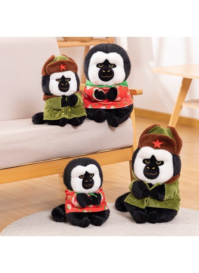 null - Cute Buddha White-faced Monkey Full Series Skin-friendly Plush Doll Decompression Doll Gift Birthday-Specifications:Flower Coat Version (25cm) - Image 1