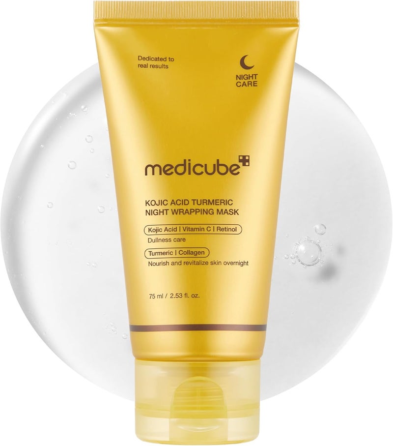 Medicube Turmeric Overnight Wrapping Peel Off Mask - Nourishes dull, uneven skin with hydrolyzed collagen for glowing skin and improved elasticity. Korean skincare - Image 1