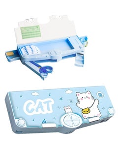 Generic Cat Pattern Pencil Case, Pop-up Stationery Pouch with 2 Compartments, Student Cartoon Pattern Stationery Set  - Image 1