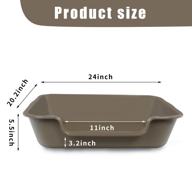 Blaucasa 1 Pack Extra Large Dog Litter Box Pan Tray (ABS Material), Low Entry Jumbo Senior Litter Boxes for Multiple Kitten Big Cats, Pet Safe Indoor Dog Potty (Chocolate, 24" L x 20" W) - Image 2