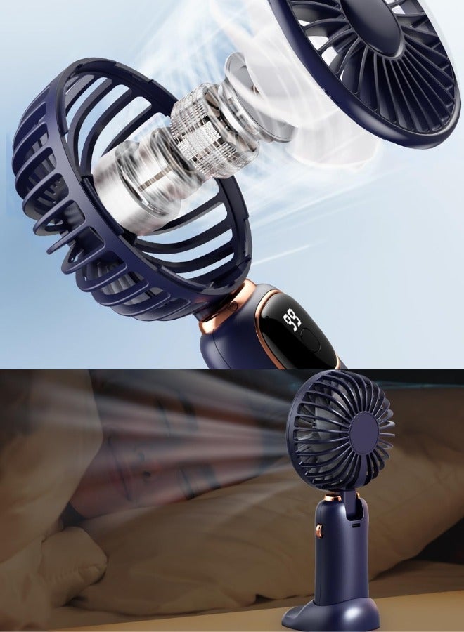 Chase Up Portable Handheld Fan, 4000mAh Battery Operated Fan with LED Display, Handheld/Neck/Desk 3 in 1 Personal Small Fan, 90° Foldable Desk Fan with Base, 5 Speed Lash Makeup Fan for Women - Image 3