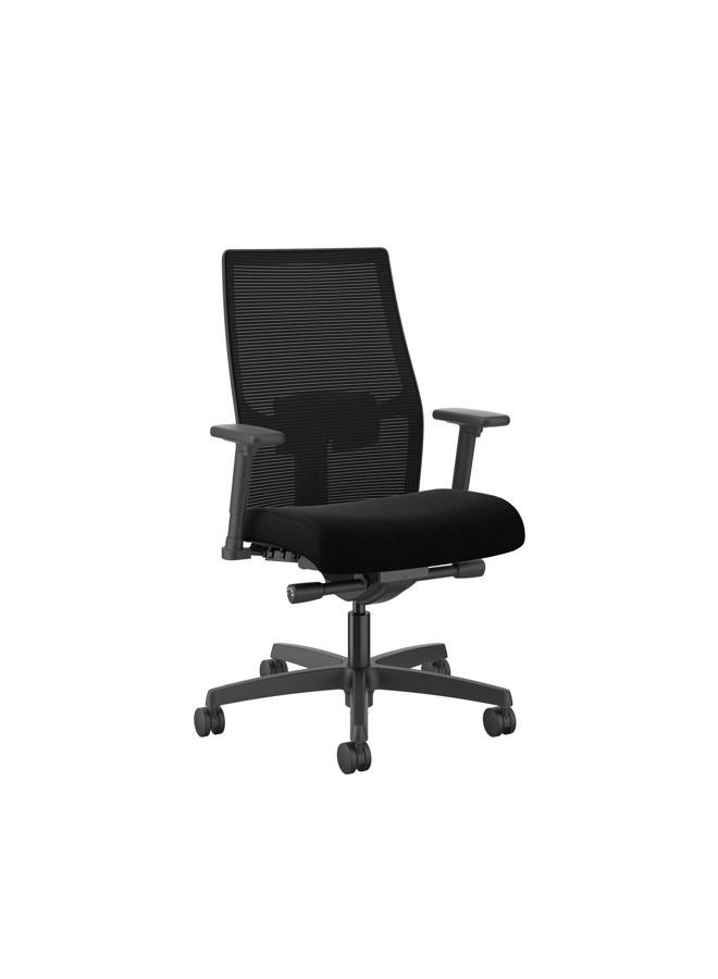 HON Ignition 2.0 Mid-Back Adjustable Lumbar Work Mesh Computer Chair for Office Desk (Black Fabric) - Image 1