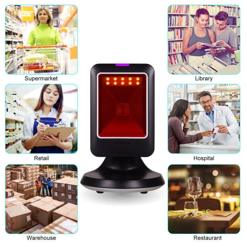 MP6300Y 1D/2D/QR Omnidirectional Barcode Scanner USB Wired Bar Code Reader CMOS Image Hand-Free for Supermarket Bookstore Retail Hospital - Image 4