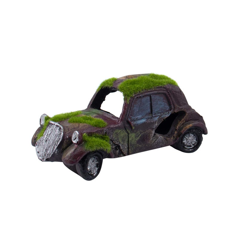 AUEAR Aquarium Resin Car Ornament Truck Fish Tank Decorations Imitation Wreck Decor with Flocking Moss