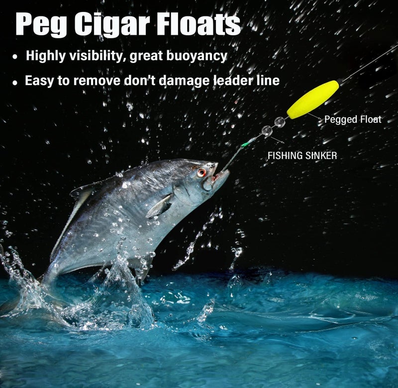 YOTO Peg Floats for Catfish Crappie,Foam Cigar Slip Fishing Corks Bobbers for Santee Rig - Image 2