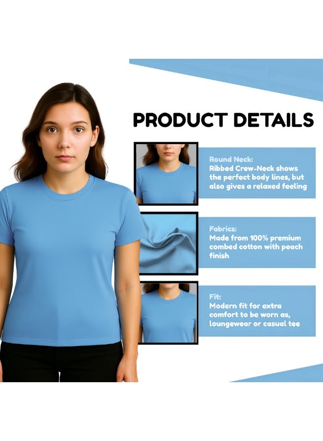 برينت شوب فور مي تي شيرت نسائي ممشط برقبة مستديرة للبالغين، 190 جرام لكل متر مربع، قطن خالص، ألوان أساسية - Image 3