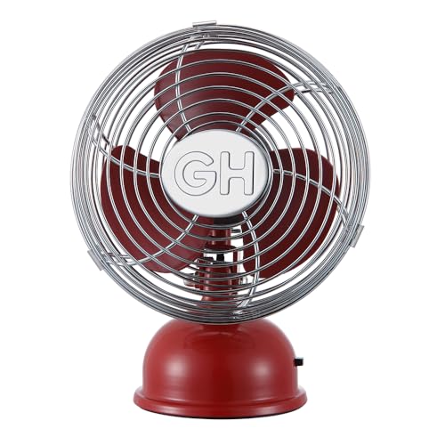 Good Housekeeping (92521) All-Metal USB-Powered 5" Oscillating Personal Fan (Crimson Red) - Image 1