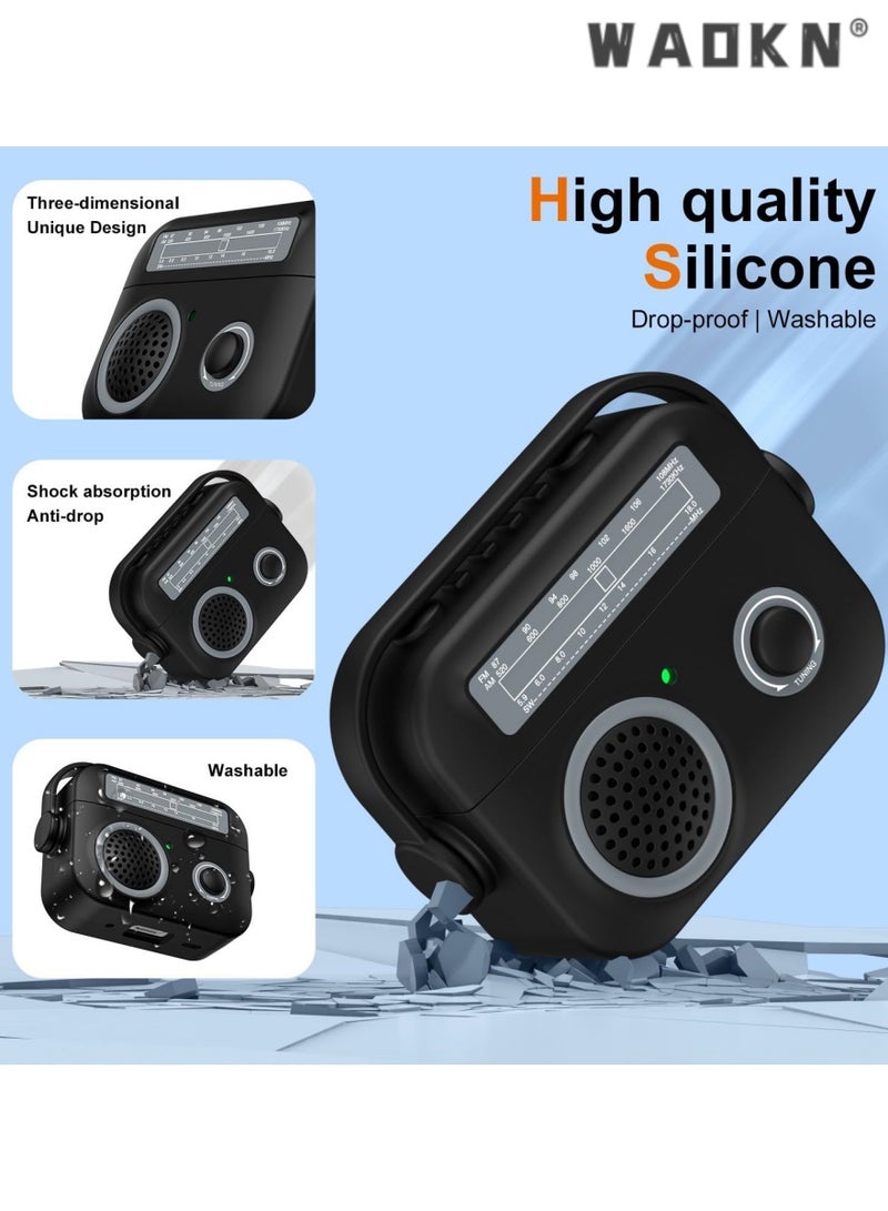 WAOKN Retro Radio Case Compatible with AirPods Pro 2nd Generation Case Cover, Compatible with AirPods Pro 2 Case, Protective Shockproof Full Protection Cover for Women Men (Black)  - Image 4