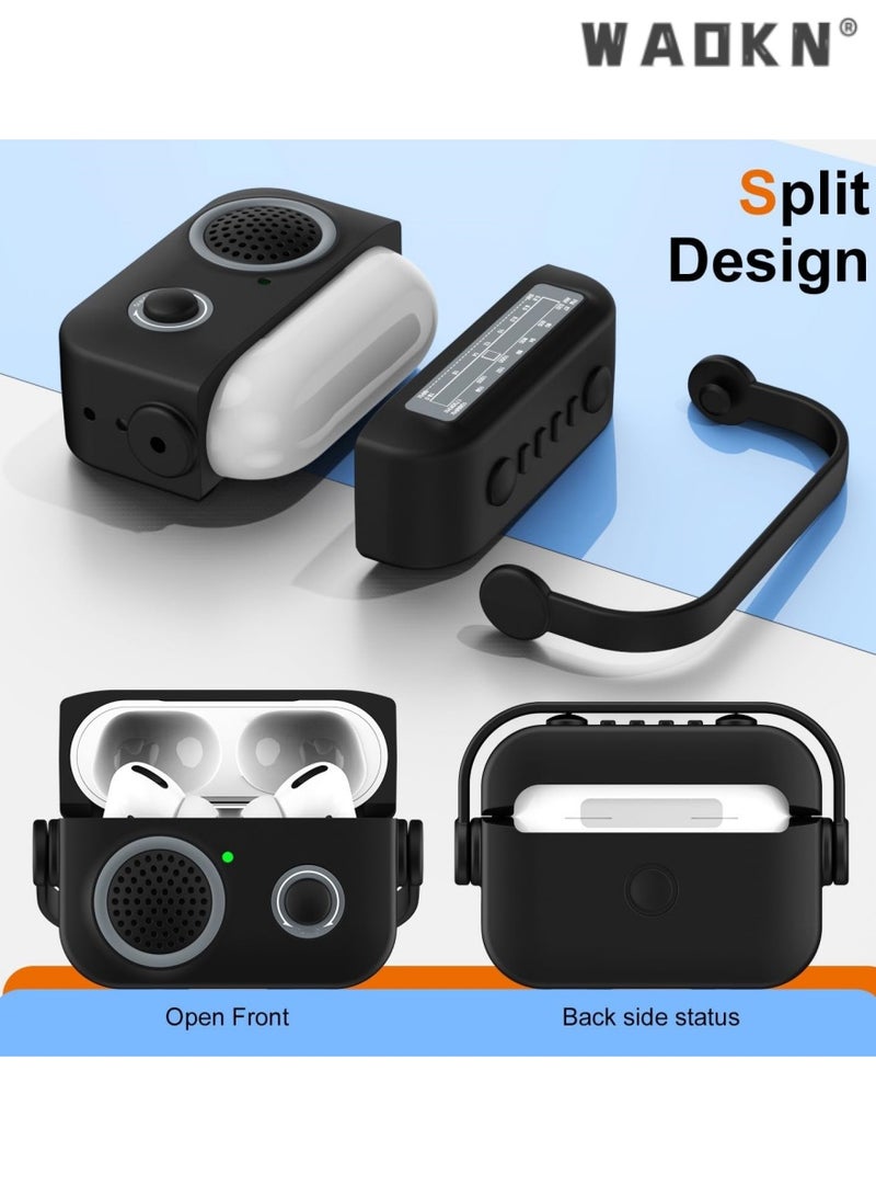 WAOKN Retro Radio Case Compatible with AirPods Pro 2nd Generation Case Cover, Compatible with AirPods Pro 2 Case, Protective Shockproof Full Protection Cover for Women Men (Black)  - Image 3