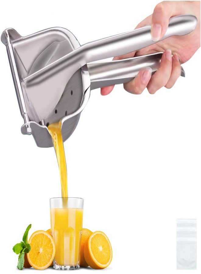 AUAM Real Stainless Steel Lemon Squeezer Citrus Juicer Hand Press Heavy Duty Manual Squeeze Juice Extractor Maker Orange Lime Grapefruit Presser - Bonus 50 Pcs Filter Bags - Image 1