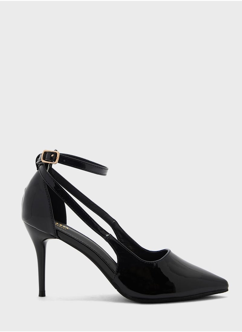 ELLA - Cutout Detail Ankle Strap Pointed Pump - Image 1