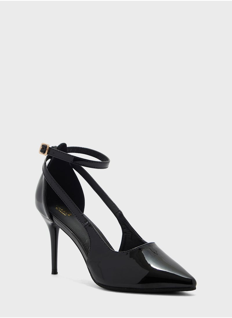 ELLA - Cutout Detail Ankle Strap Pointed Pump - Image 1