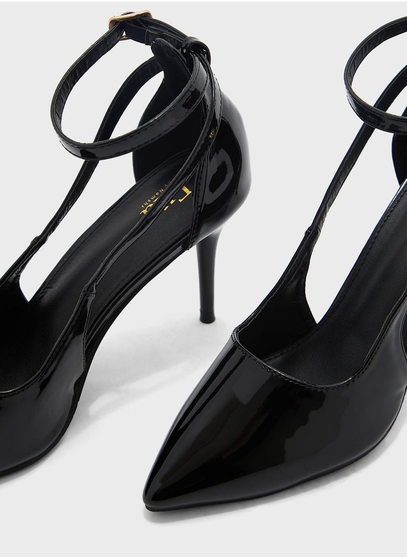 ELLA - Cutout Detail Ankle Strap Pointed Pump - Image 1