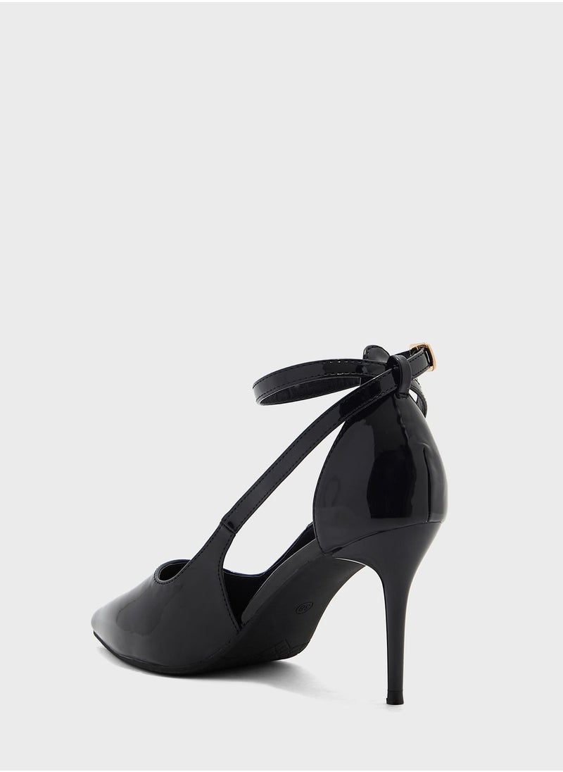 ELLA - Cutout Detail Ankle Strap Pointed Pump - Image 1