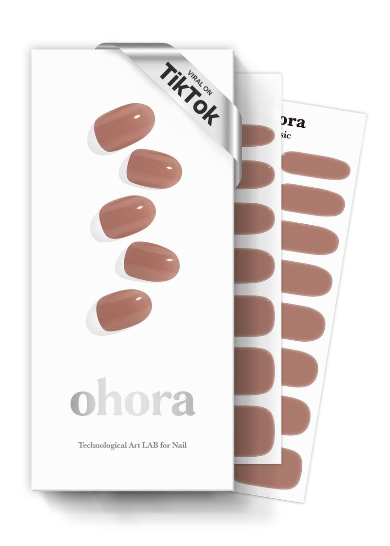 ohora Semi Cured Gel Nail Strips N Bare Brick  Works with Any UVLED Lamps SalonQuality Long Lasting Easy to Apply  Remove  Includes 2 Prep Pads Nail File  Wooden Stick