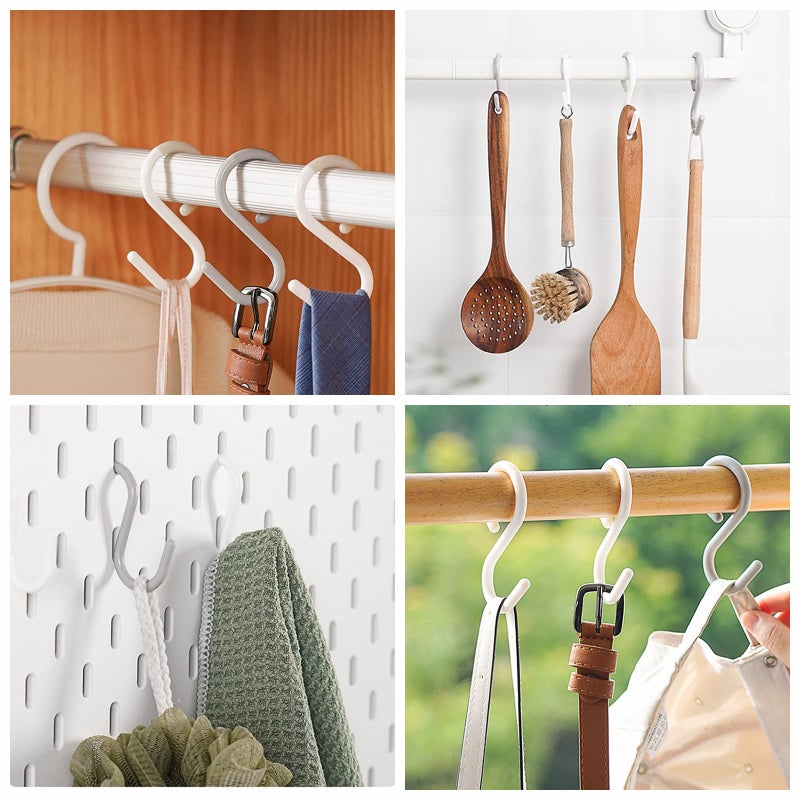 Mt.Jun 6-Pack Secure & Quiet Plastic S Hooks, Flexible Neck for Easy Twist & Lock, Completely Rust-Free, Holds up to 10 lbs, White, Large (3.5 inch) - Image 4