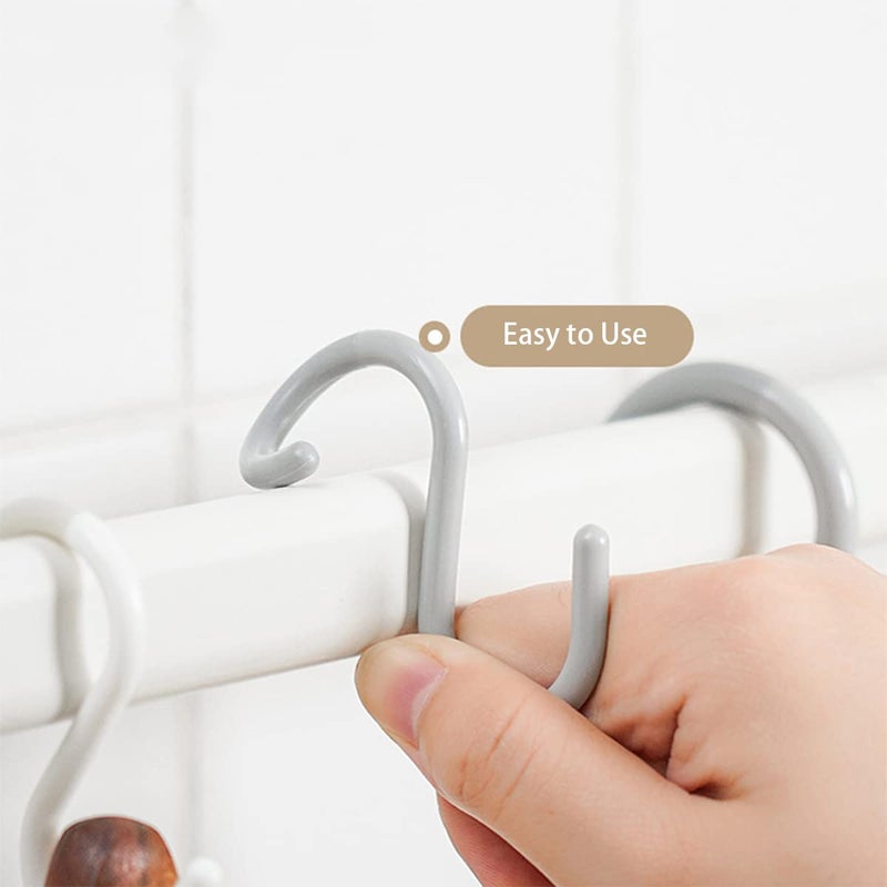 Mt.Jun 6-Pack Secure & Quiet Plastic S Hooks, Flexible Neck for Easy Twist & Lock, Completely Rust-Free, Holds up to 10 lbs, White, Large (3.5 inch) - Image 3