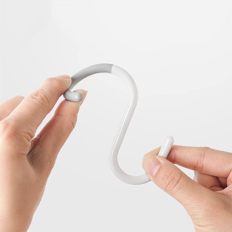 Mt.Jun 6-Pack Secure & Quiet Plastic S Hooks, Flexible Neck for Easy Twist & Lock, Completely Rust-Free, Holds up to 10 lbs, White, Large (3.5 inch) - Image 2