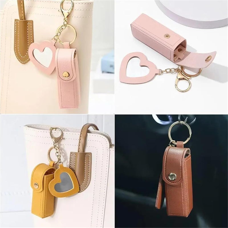20 PCS Lipstick Bag Mini Bags Keychain PU Leather Lip Gloss(ColorB) - Image 4
