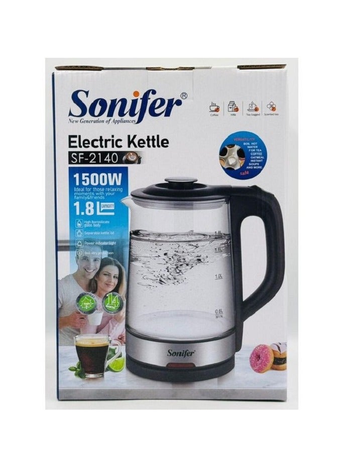 سونفير غلاية زجاجية بايركس / حماية من الجفاف والسخونة الزائدة / مؤشر ضوء / 1.8 لتر / 1500 واط (SF-2140) - Image 4