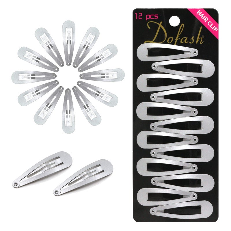 Dofash 12PCS Snap Hair Clips For Women-Non Slip & Metal Hair Barrettes, 5cm 2'' Small Clips For Thin & Fine Hair, Silver Grey - Image 1