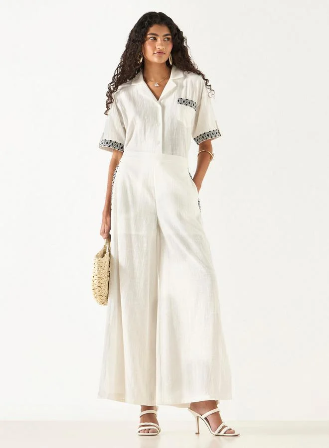 2Xtremz 2Xtremz Embroidered Wide Leg Pants
